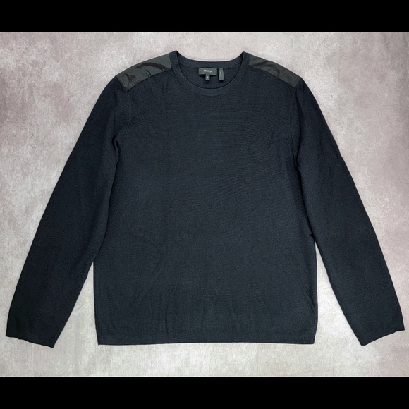 Theory Men's Black Wool Blend Crew Neck Pullover Sweater - Picture 2 of 11